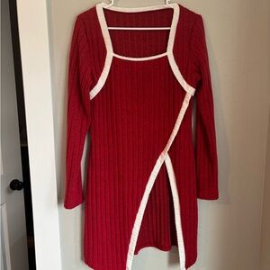 Red and White Knit Dress